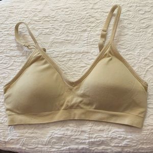 CARAMEL CANTINA BRA NUDE/BEIGE WITH PADS SZ S/M ADJUSTABLE STRAPS KNIT